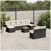 Image de Salon de jardin 10 pcs avec coussins noir résine tressée