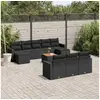 Image de Salon de jardin 11 pcs avec coussins noir résine tressée