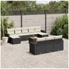 Image de Vidaxl salon de jardin 11 pcs avec coussins noir résine tressée