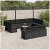 Image de Vidaxl salon de jardin avec coussins 14 pcs noir résine tressée