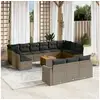 Image de Vidaxl salon de jardin avec coussins 14 pcs gris résine tressée
