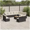 Image de Salon de jardin avec coussins 13 pcs noir résine tressée