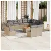 Image de Vidaxl salon de jardin avec coussins 13 pcs beige résine tressée