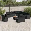 Image de Salon de jardin avec coussins 14 pcs noir résine tressée