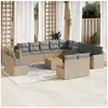 Image de Vidaxl salon de jardin avec coussins 14 pcs beige résine tressée