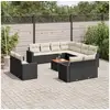 Image de Salon de jardin 12 pcs avec coussins noir résine tressée