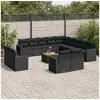 Image de Salon de jardin avec coussins 14 pcs noir résine tressée