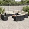 Image de vidaXL Salon de jardin avec coussins 14 pcs noir résine tressée 3224397