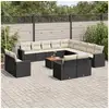 Image de Salon de jardin avec coussins 14 pcs noir résine tressée