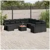 Image de Salon de jardin 12 pcs avec coussins noir résine tressée