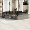 Image de Salon de jardin avec coussins 13 pcs gris résine tressée