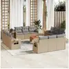 Image de Salon de jardin avec coussins 13 pcs beige résine tressée
