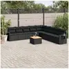 Image de Vidaxl salon de jardin 10 pcs avec coussins noir résine tressée