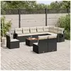 Image de Salon de jardin 11 pcs avec coussins noir résine tressée