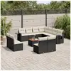 Image de Salon de jardin 12 pcs avec coussins noir résine tressée