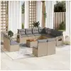 Image de Salon de jardin avec coussins 12 pcs beige résine tressée
