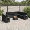 Image de Vidaxl salon de jardin 10 pcs avec coussins noir résine tressée