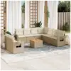 Image de Vidaxl salon de jardin avec coussins 10 pcs beige résine tressée