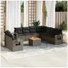 Image de Salon de jardin avec coussins 10 pcs gris résine tressée