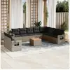 Image de Vidaxl salon de jardin 11 pcs avec coussins gris résine tressée