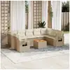 Image de Salon de jardin avec coussins 10 pcs beige résine tressée