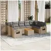 Image de Vidaxl salon de jardin avec coussins 10 pcs beige résine tressée