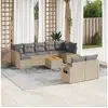 Image de Salon de jardin avec coussins 10 pcs beige résine tressée