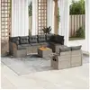 Image de Salon de jardin avec coussins 10 pcs gris résine tressée