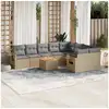 Image de Salon de jardin avec coussins 10 pcs beige résine tressée