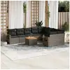 Image de Salon de jardin avec coussins 10 pcs gris résine tressée