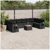 Image de Salon de jardin 11 pcs avec coussins noir résine tressée