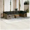 Image de Salon de jardin 11 pcs avec coussins gris résine tressée