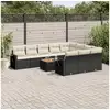 Image de Vidaxl salon de jardin 11 pcs avec coussins noir résine tressée