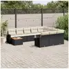 Image de Vidaxl salon de jardin 11 pcs avec coussins noir résine tressée
