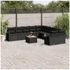Image de Salon de jardin 11 pcs avec coussins noir résine tressée