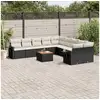 Image de Salon de jardin 11 pcs avec coussins noir résine tressée