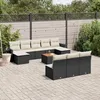 Image de vidaXL Salon de jardin 11 pcs avec coussins noir résine tressée 3224768