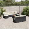 Image de Salon de jardin 11 pcs avec coussins noir résine tressée