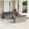 Image de Salon de jardin 11 pcs avec coussins gris résine tressée