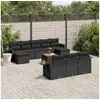 Image de Salon de jardin 11 pcs avec coussins noir résine tressée