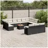Image de Salon de jardin avec coussins 14 pcs noir résine tressée