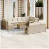 Image de Vidaxl salon de jardin avec coussins 14 pcs beige résine tressée