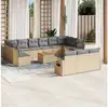 Image de Vidaxl salon de jardin avec coussins 14 pcs beige résine tressée