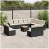 Image de Vidaxl salon de jardin avec coussins 13 pcs noir résine tressée