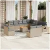 Image de Vidaxl salon de jardin avec coussins 14 pcs beige résine tressée