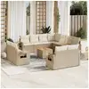 Image de Salon de jardin avec coussins 12 pcs beige résine tressée