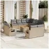 Image de Vidaxl salon de jardin avec coussins 12 pcs beige résine tressée