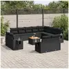 Image de Salon de jardin avec coussins 13 pcs noir résine tressée