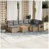 Image de Vidaxl salon de jardin avec coussins 10 pcs beige résine tressée