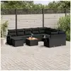 Image de Salon de jardin 11 pcs avec coussins noir résine tressée